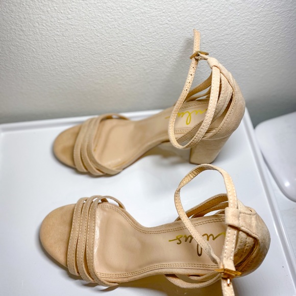 nude strappy heels block